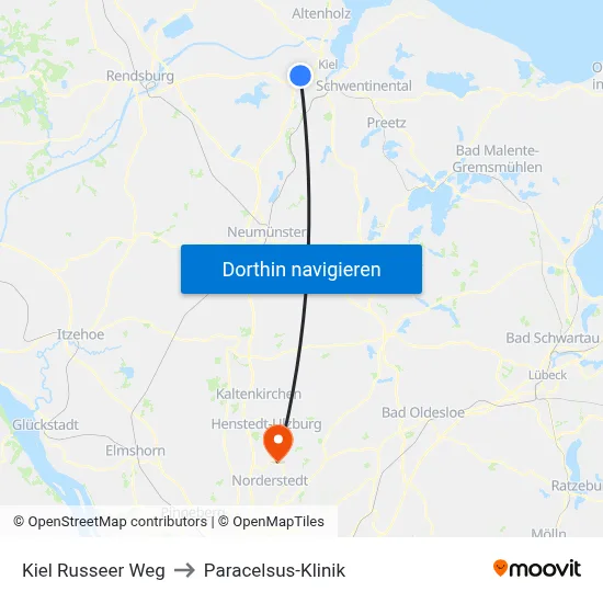 Kiel Russeer Weg to Paracelsus-Klinik map