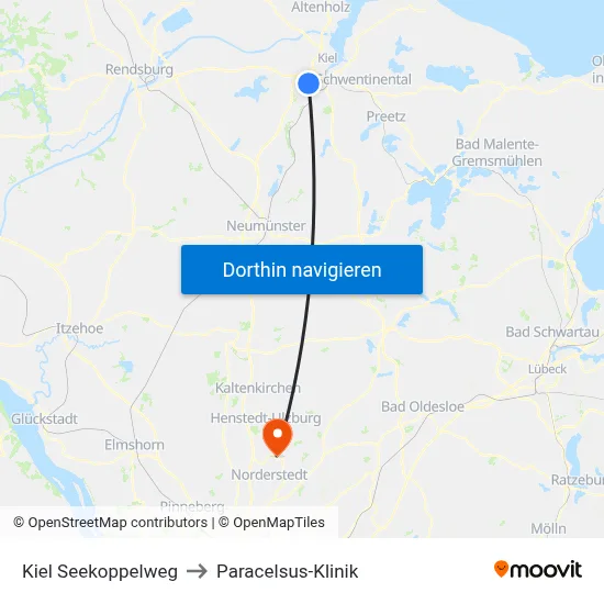 Kiel Seekoppelweg to Paracelsus-Klinik map