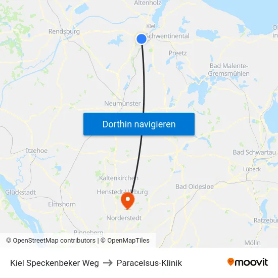Kiel Speckenbeker Weg to Paracelsus-Klinik map