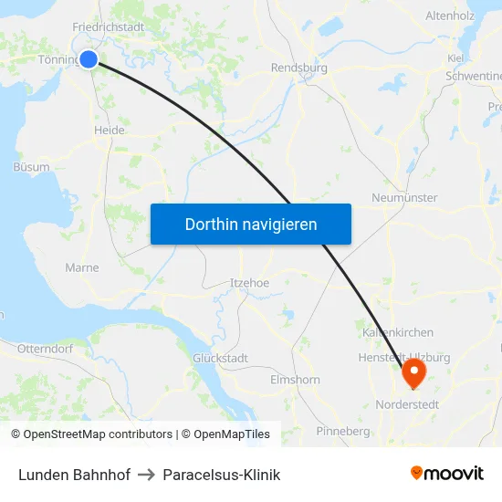 Lunden Bahnhof to Paracelsus-Klinik map