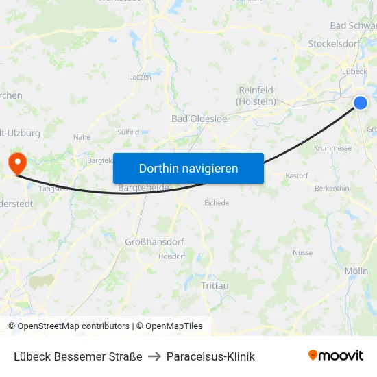 Lübeck Bessemer Straße to Paracelsus-Klinik map