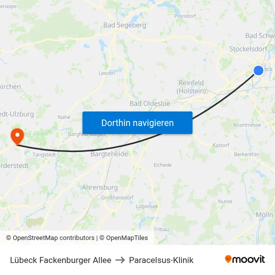 Lübeck Fackenburger Allee to Paracelsus-Klinik map