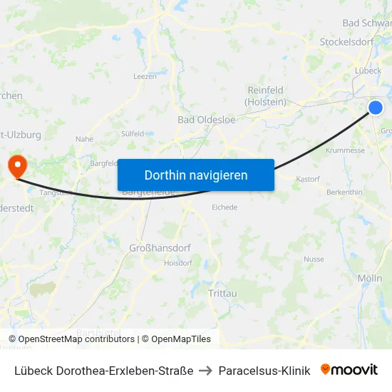 Lübeck Dorothea-Erxleben-Straße to Paracelsus-Klinik map