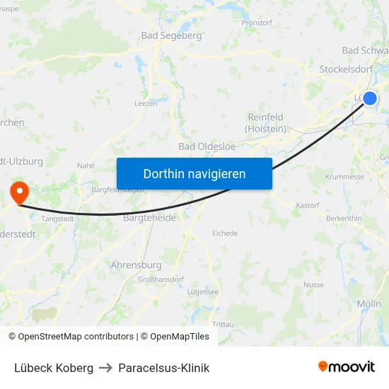 Lübeck Koberg to Paracelsus-Klinik map