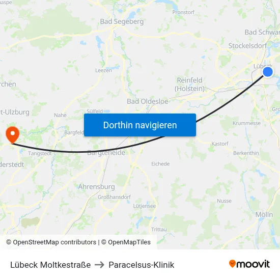 Lübeck Moltkestraße to Paracelsus-Klinik map