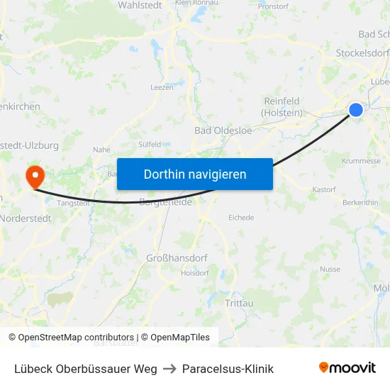 Lübeck Oberbüssauer Weg to Paracelsus-Klinik map