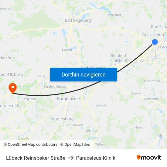 Lübeck Reinsbeker Straße to Paracelsus-Klinik map
