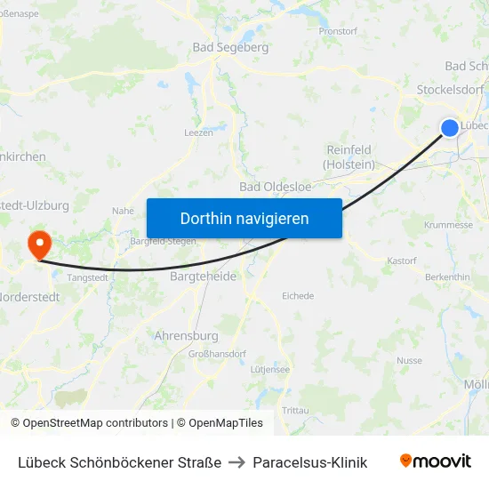 Lübeck Schönböckener Straße to Paracelsus-Klinik map