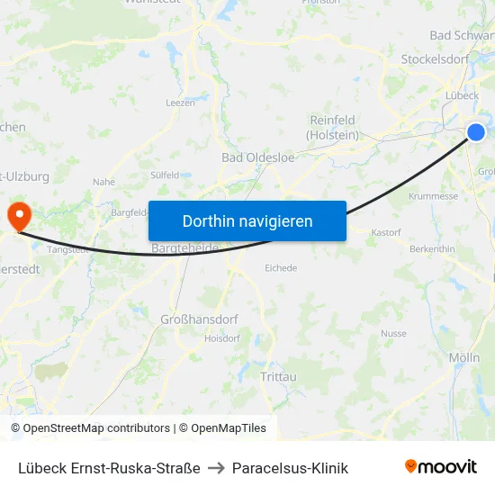 Lübeck Ernst-Ruska-Straße to Paracelsus-Klinik map