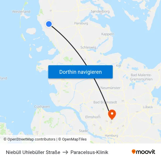 Niebüll Uhlebüller Straße to Paracelsus-Klinik map