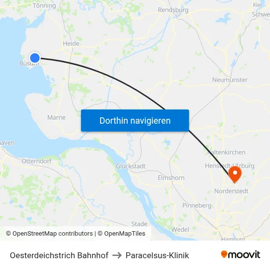 Oesterdeichstrich Bahnhof to Paracelsus-Klinik map