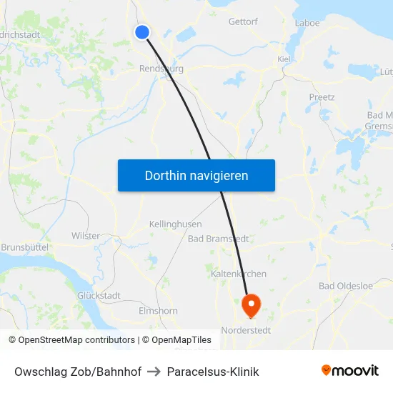 Owschlag Zob/Bahnhof to Paracelsus-Klinik map