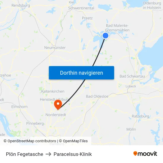 Plön Fegetasche to Paracelsus-Klinik map