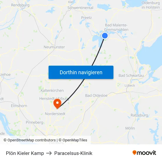 Plön Kieler Kamp to Paracelsus-Klinik map