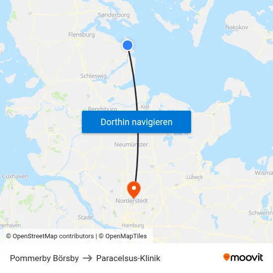 Pommerby Börsby to Paracelsus-Klinik map