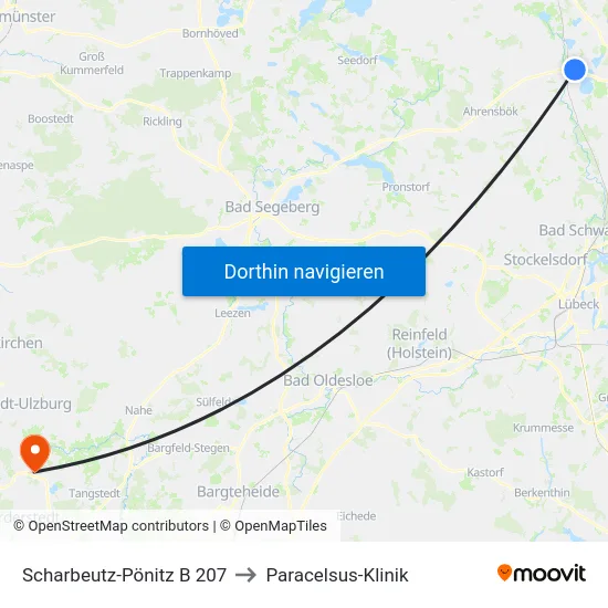 Scharbeutz-Pönitz B 207 to Paracelsus-Klinik map