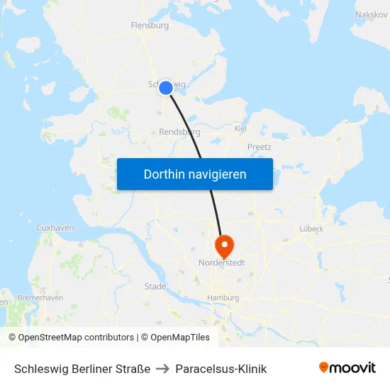 Schleswig Berliner Straße to Paracelsus-Klinik map