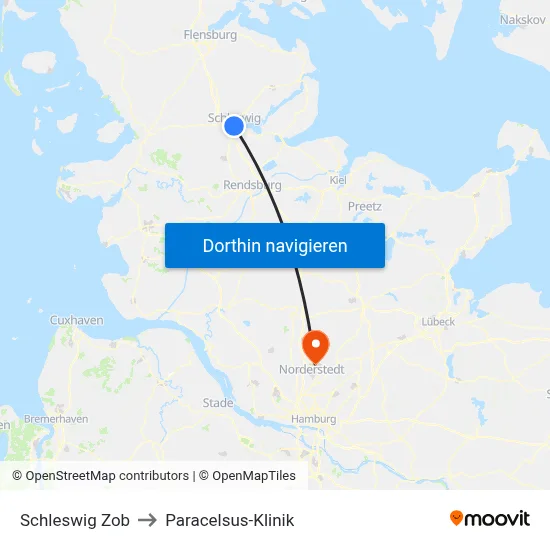 Schleswig Zob to Paracelsus-Klinik map