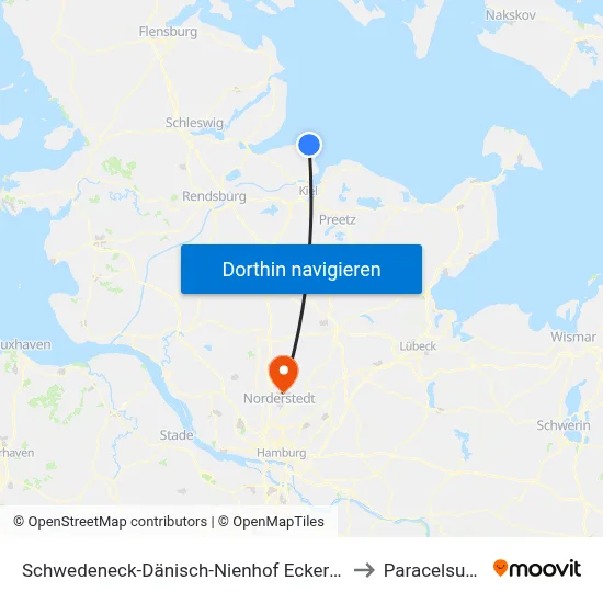 Schwedeneck-Dänisch-Nienhof Eckernförder Straße 24 to Paracelsus-Klinik map