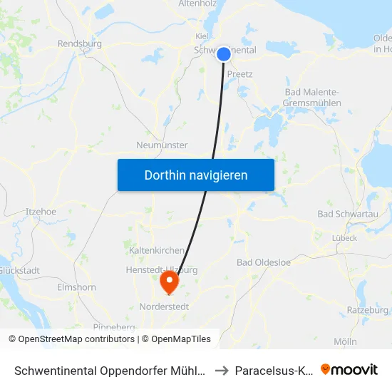 Schwentinental Oppendorfer Mühle Abzw. to Paracelsus-Klinik map
