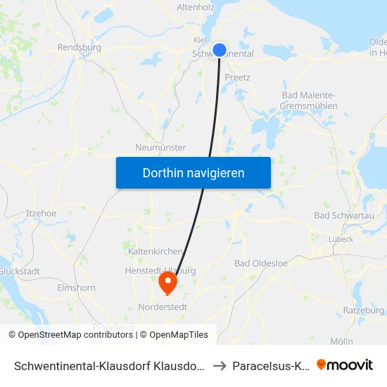 Schwentinental-Klausdorf Klausdorfer Hof to Paracelsus-Klinik map