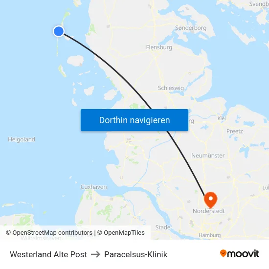 Westerland Alte Post to Paracelsus-Klinik map