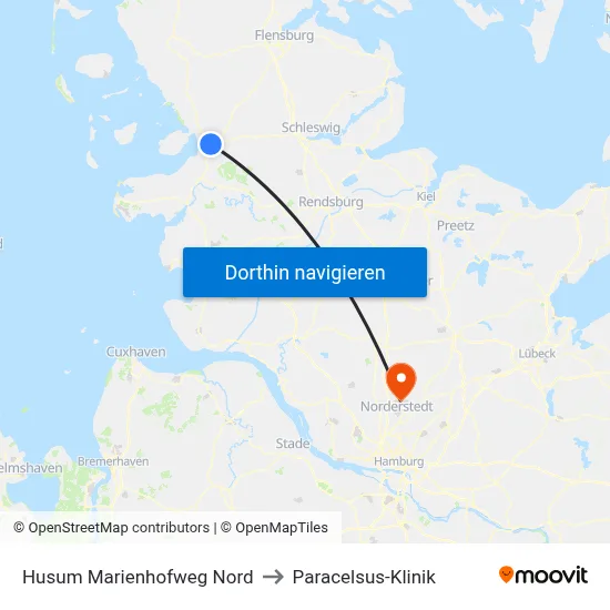 Husum Marienhofweg Nord to Paracelsus-Klinik map