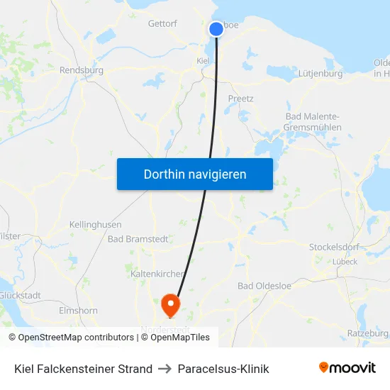 Kiel Falckensteiner Strand to Paracelsus-Klinik map