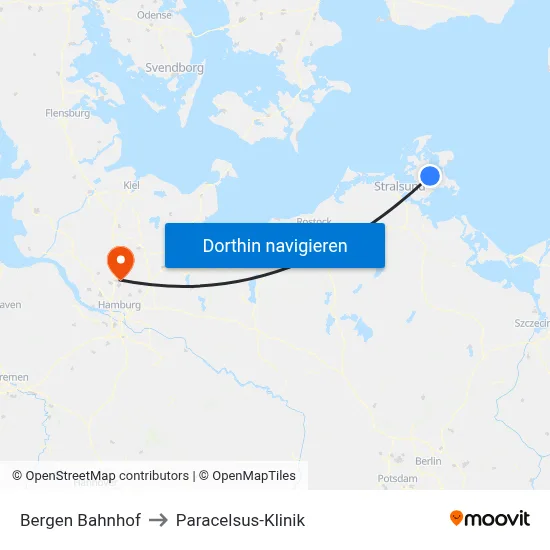 Bergen Bahnhof to Paracelsus-Klinik map