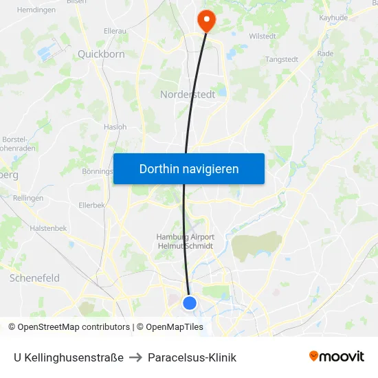 U Kellinghusenstraße to Paracelsus-Klinik map