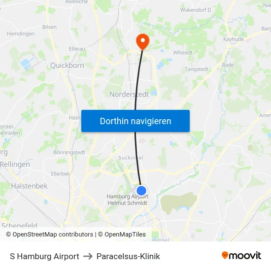 S Hamburg Airport to Paracelsus-Klinik map