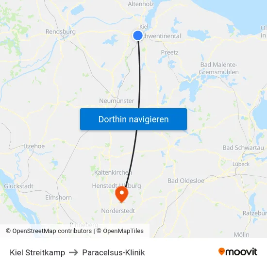 Kiel Streitkamp to Paracelsus-Klinik map