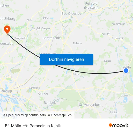 Bf. Mölln to Paracelsus-Klinik map