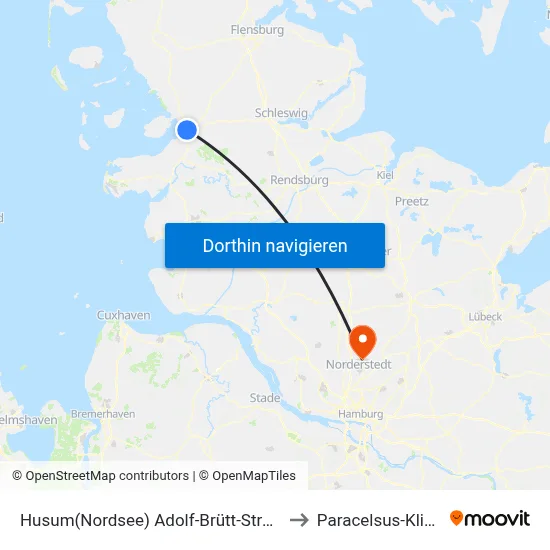 Husum(Nordsee) Adolf-Brütt-Straße to Paracelsus-Klinik map