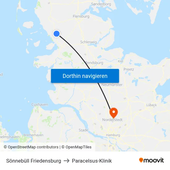 Sönnebüll Friedensburg to Paracelsus-Klinik map