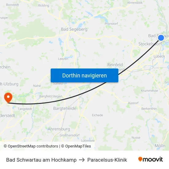 Bad Schwartau am Hochkamp to Paracelsus-Klinik map