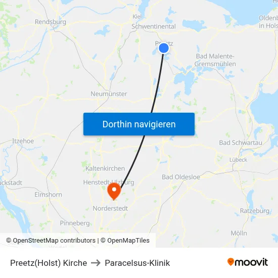 Preetz(Holst) Kirche to Paracelsus-Klinik map