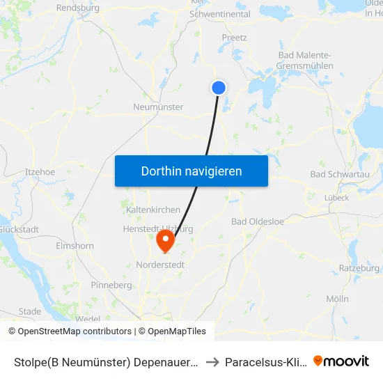 Stolpe(B Neumünster) Depenauer Weg to Paracelsus-Klinik map