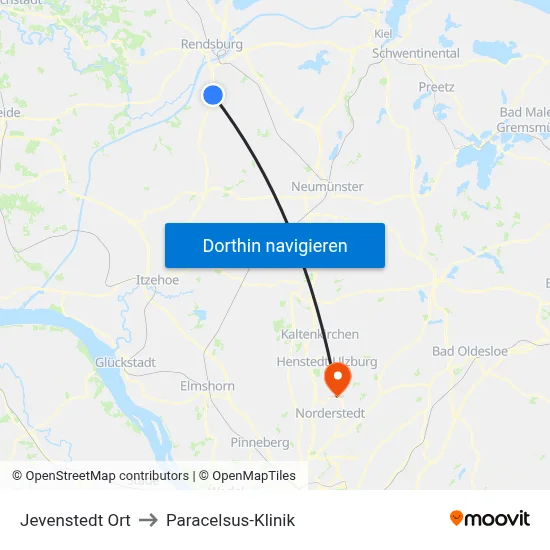 Jevenstedt Ort to Paracelsus-Klinik map