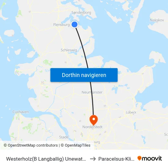 Westerholz(B Langballig) Unewattholz to Paracelsus-Klinik map