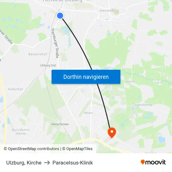 Ulzburg, Kirche to Paracelsus-Klinik map