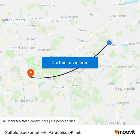 Sülfeld, Zuckerhut to Paracelsus-Klinik map