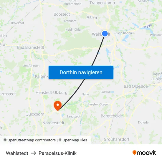 Wahlstedt to Paracelsus-Klinik map