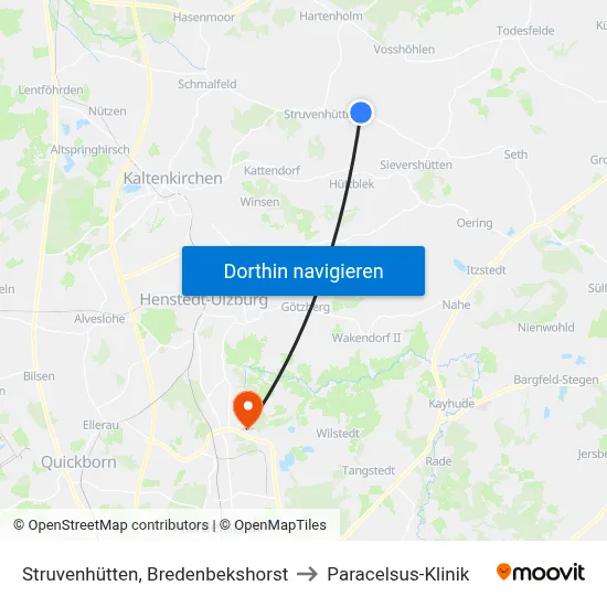 Struvenhütten, Bredenbekshorst to Paracelsus-Klinik map