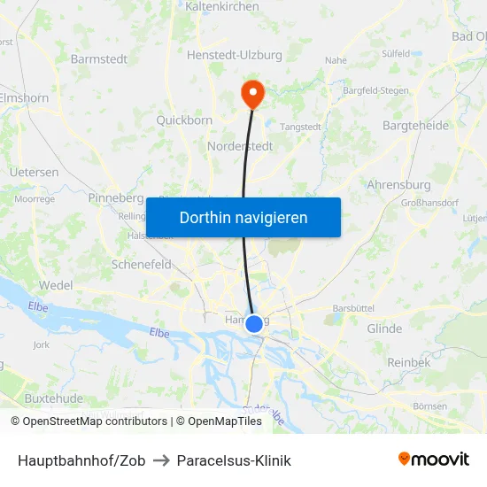 Hauptbahnhof/Zob to Paracelsus-Klinik map