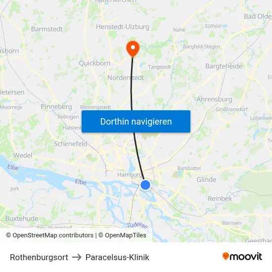 Rothenburgsort to Paracelsus-Klinik map