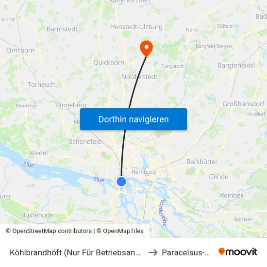 Köhlbrandhöft (Nur Für Betriebsangehörige) to Paracelsus-Klinik map