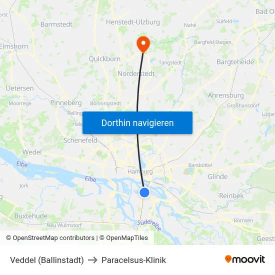 Veddel (Ballinstadt) to Paracelsus-Klinik map