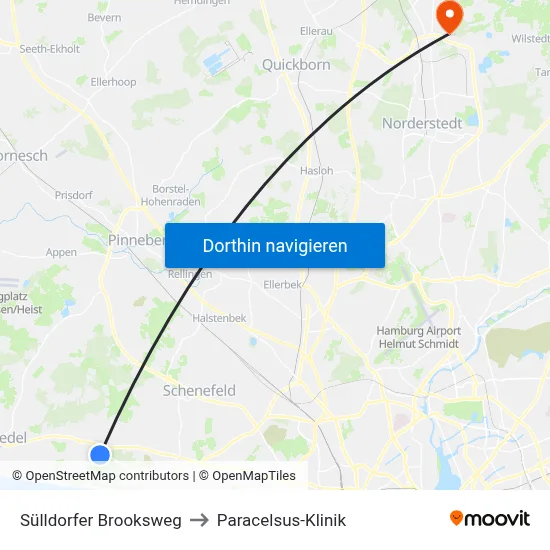 Sülldorfer Brooksweg to Paracelsus-Klinik map