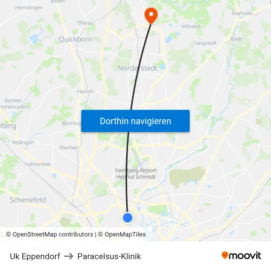 Uk Eppendorf to Paracelsus-Klinik map